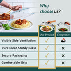Le'raze Tall Glass Microwave Splatter Cover - Cool Touch Easy Grip Handle