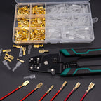 Twidec/360Pcs 2.8/4.8/6.3mm Quick Splice Male and Female Wire Spade Connector Crimp Terminal Block Assortment Kit Golden with Insulating Sleeve for Electrical Wiring Car with Wire Crimper Tool