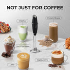 Zulay Kitchen Powerful Milk Frother Wand With Duracell Batteries - Ultra Fast Handheld Drink Mixer - Electric Whisk Foam Maker for Coffee, Lattes, Cappuccino & Matcha - Triple Whisk - Black