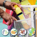 Essentially Yours Pool Storage Equipment Organizer Holder - Noodles, Toys, Balls and Floats Mesh Rolling Double Decker Bin, Large with Noodle Holder, (35.3" W x 23" L x 59.4" H), White Style 561935