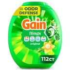Gain Flings Liquid Washing Detergent Pods, Now with Odor Defense + Color Guard, Original Scent, 4-In-1 Liquid Laundry Detergent Pacs, Clean & Fresh, 112 Count (Packaging May Vary)