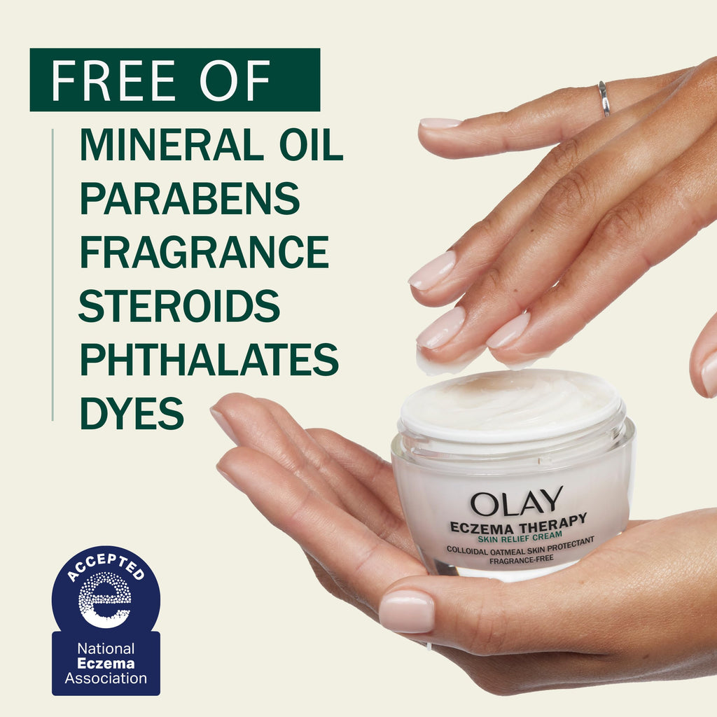 Olay Sensitive Eczema Therapy Face Moisturizer Skin Relief Cream, 1.7 fl oz Fragrance-Free Skin Care Treatment with Colloidal Oatmeal
