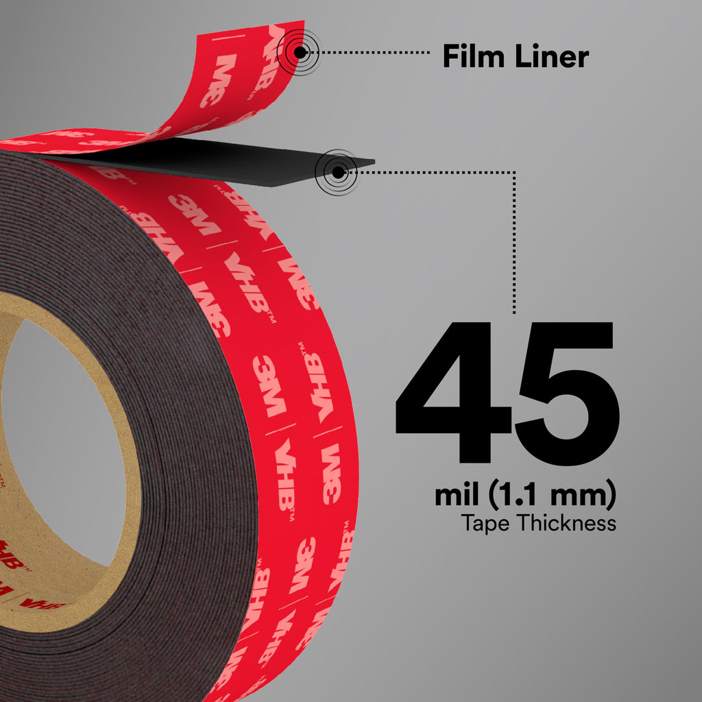 3M VHB Tape 5952 Double-Sided Acrylic Foam Tape - Heavy Duty, Industrial Mounting Tape - 3/4 inch width x 15 yards length, 45 mil thick - Black