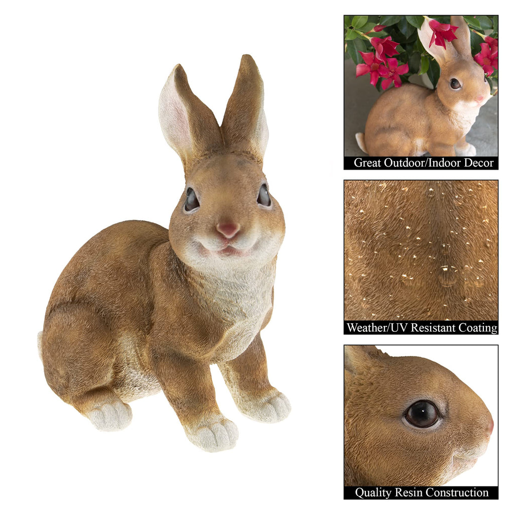 CLEVER GARDEN Brown Rabbit Garden Statue Outdoor Décor, Resin Figurine Decoration for Lawn, Yard, Patio, Porch, and More