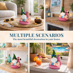 TISEJOY Garden Gnomes Outdoor Statues, Funny Flamingo Decor Gnomes Decor for Yard Patio Garden, Summer Gnomes Sculptures for Home Desk Table Pool Backyard, Garden Gifts for Mom, Friends