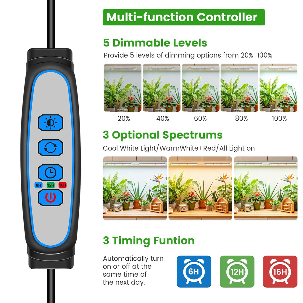 Wiaxulay 8in Grow Lights for Indoor Plants, Full Spectrum Plant Light Strip