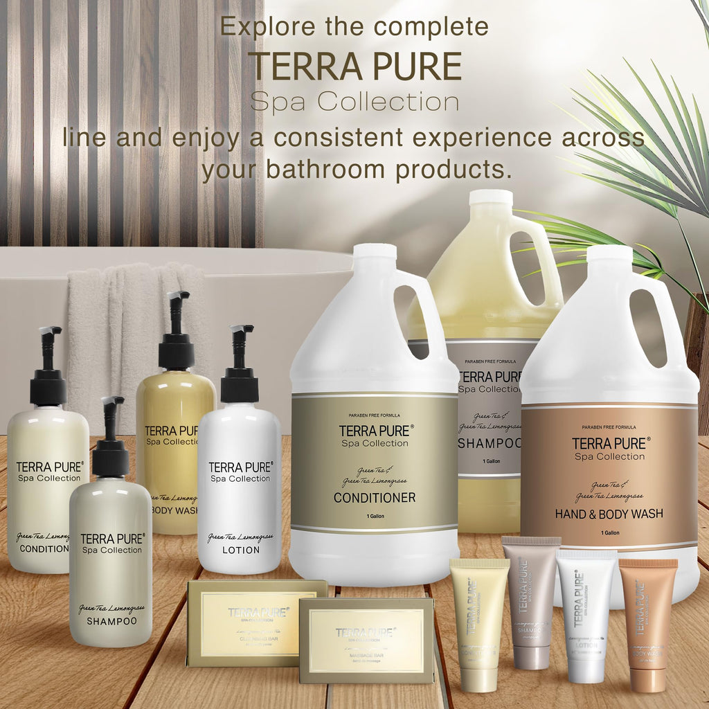 Terra Pure Spa Collection 1 Liter Body Wash Refill Bag For Soap Dispensers | Bulk Toiletries for Vacation Rentals, and Home Bathroom Showers | Green Tea Lemongrass | Single