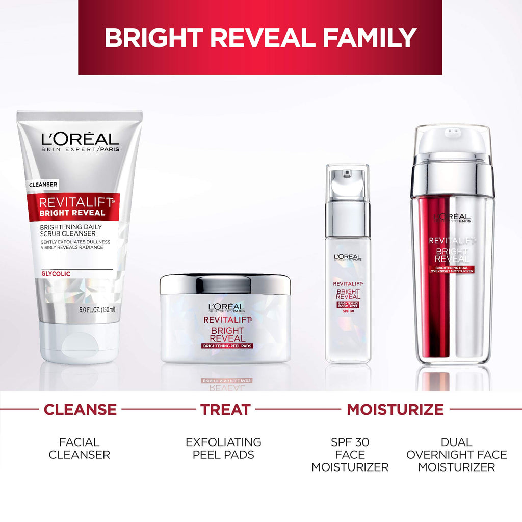 L'Oréal Paris Revitalift Bright Reveal Anti-Aging Day Cream with SPF 30 with Glycolic Acid, Vitamin C & Pro-Retinol to Reduce Wrinkles & Brighten Skin, 1 fl. oz.