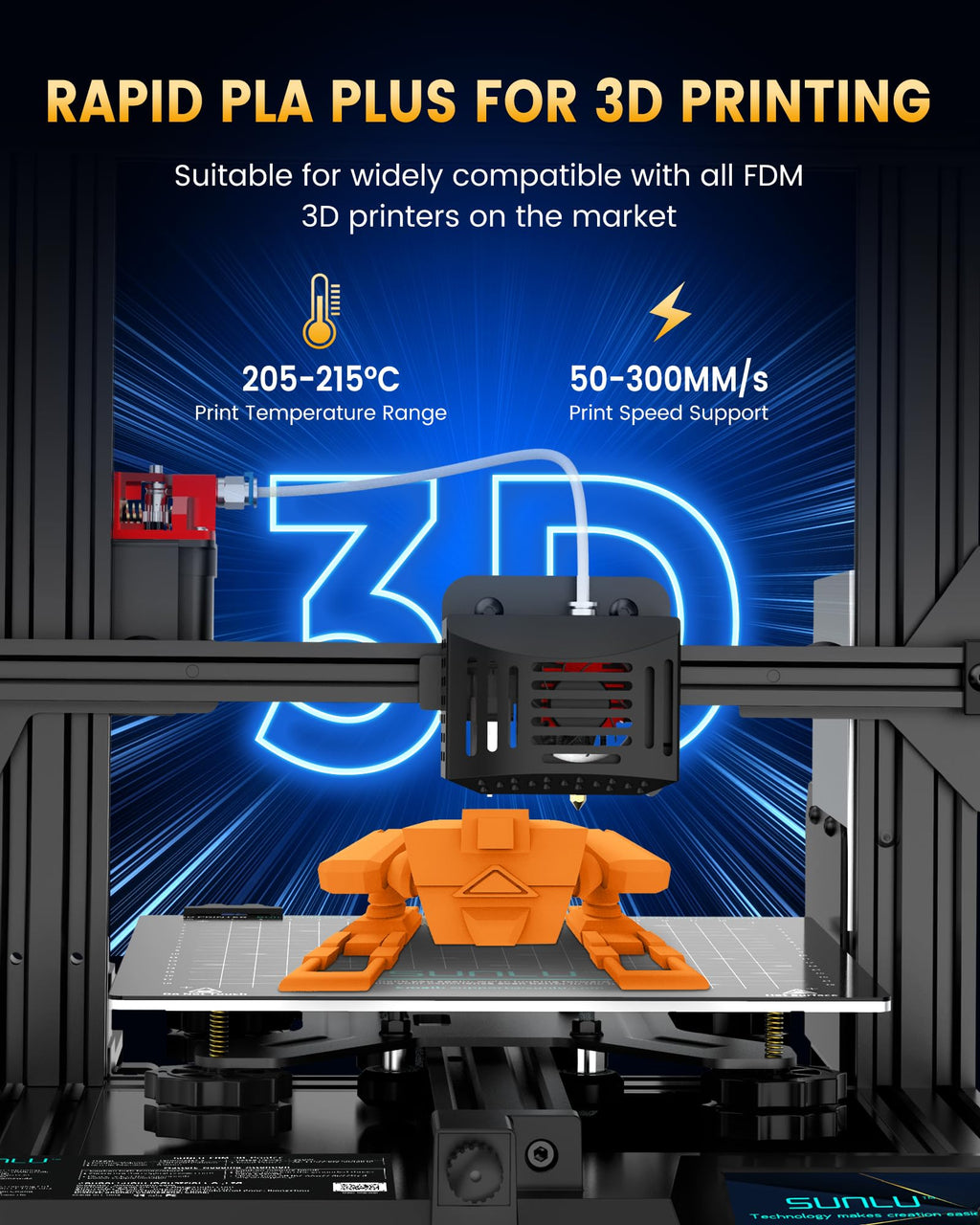 SUNLU PLA+2.0 3D Printer Filament, Klein Blue, 1KG