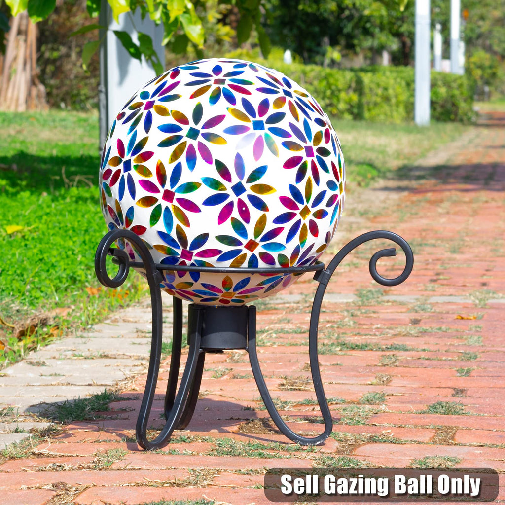 VCUTEKA Gazing Ball, Glass Mosaic Gazing Balls for Garden Decor, 10" Multi