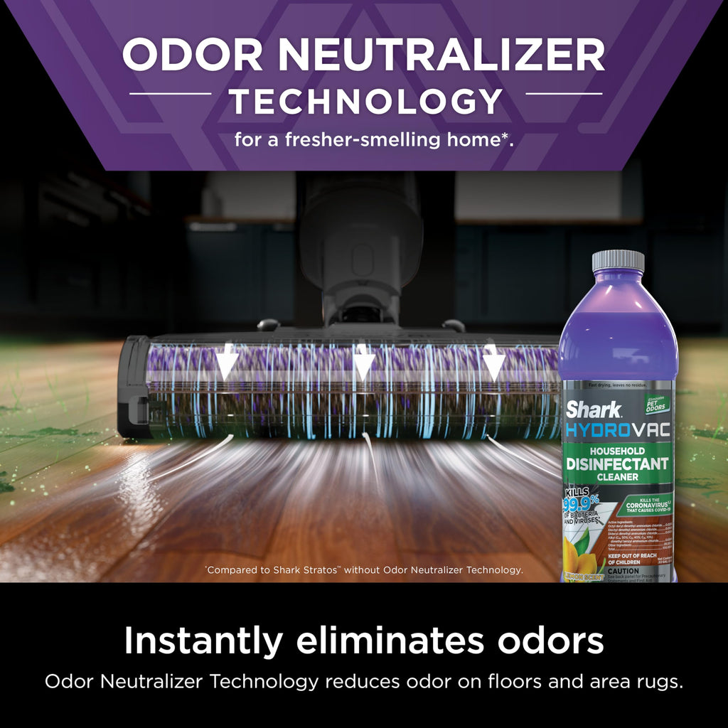 Shark HydroVac Household Disinfectant Cleaner, Kills 99.9% of Bacteria & Viruses, Compatible with Shark HydroVac 3-in-1 Multi-Surface Cleaners on Hardfloor, Stone, Laminate & Tile, Purple, WDCD60