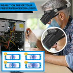 Dilzekui Headband Magnifier with LED Light, Rechargeable Head Mount Magnifier 1.5X to 3.5X, Opitcal Magnifying Glass with Lens, Jewelers Optivisor Hobbies Visor Manifying Glasses for Close Work