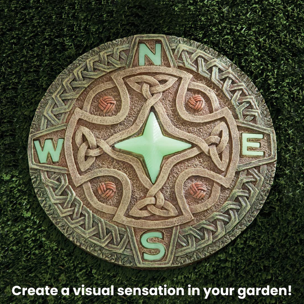 Bits and Pieces Glow in the Dark Stepping Stone - Celtic Compass, 10" x 10"