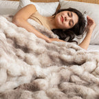 COOVA Soft Bubble Faux Fur Throw Blanket, 50"x60", Tie-dye Brown