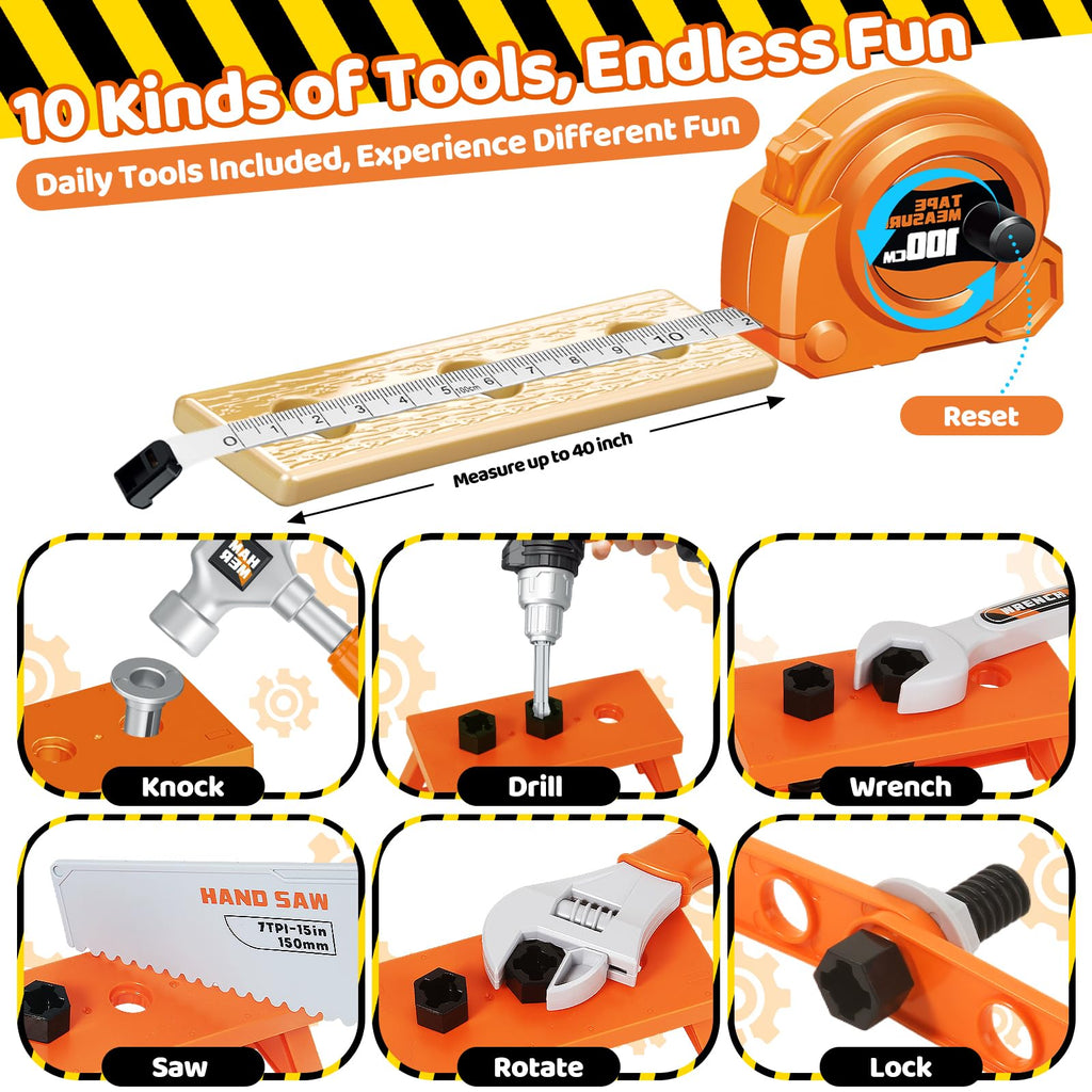 Kids Tool Set, Toddler Tool Set with Toy Drill & Tool Box for Ages 3-5 Boys