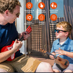 QDH Kids Toy Ukulele, Kids Guitar Musical Toy,17 Inch 4 Steel Strings, with Pick,Early Educational Learning Musical Instrument Gift for Preschool Children(Wooden Color) (17inch)