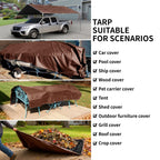 TARPAL Tarp 12x12 Feet Large Tarps Heavy Duty Waterproof 10mil Multipurpose Protective Cover Waterproof,Snow or UV Protection,Durable Reinforced Edges(Brown/Black)