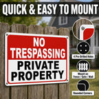 4 Pack No Trespassing Signs Private Property – 10x7 Inch 40 Mil Rust Free Aluminum, Reflective Warning Signs, UV Printed, Weatherproof Outdoor High Visibility Security Sign for Fence, Gate & Yard