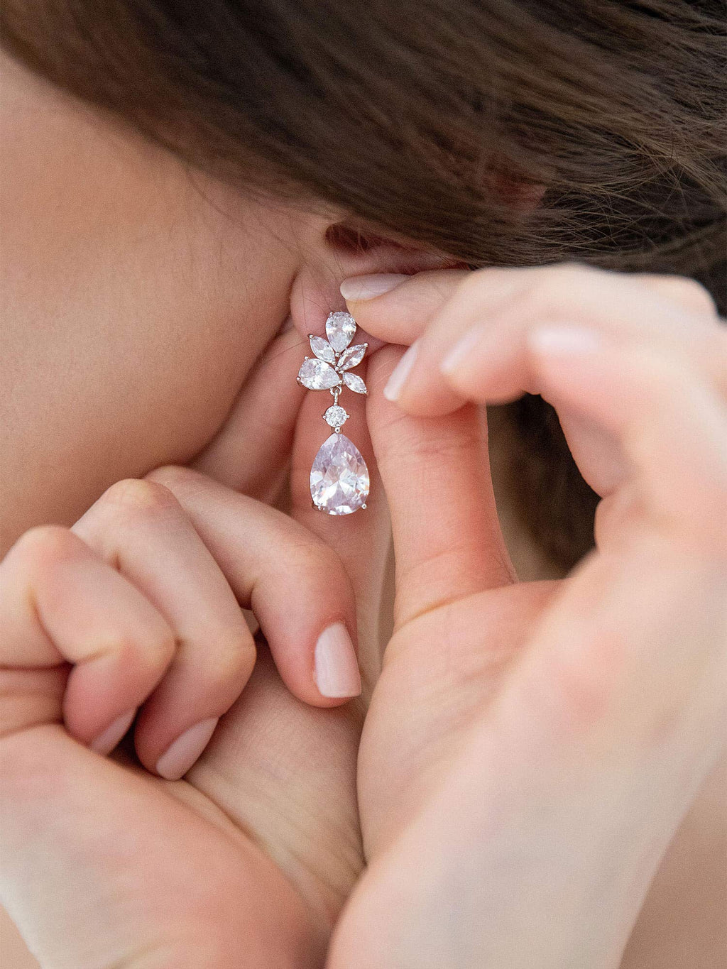 SWEETV Cubic Zirconia Wedding Earrings for Brides Bridesmaids