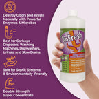 Enzyme Drain Cleaner & Deodorizer for Sink Drain, Showers, Septic Systems, Bathroom & Kitchen - Smell Remover for Fruit Fly Garbage Disposals, Dishwasher & Washing Machines - (32oz)
