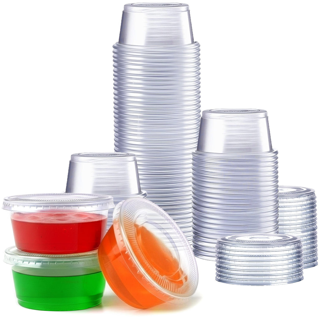 GUSTO 2 oz Jello Shot Cups with Lids [100 Count] Condiment Containers