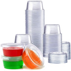 GUSTO 2 oz Jello Shot Cups with Lids [100 Count] Condiment Containers
