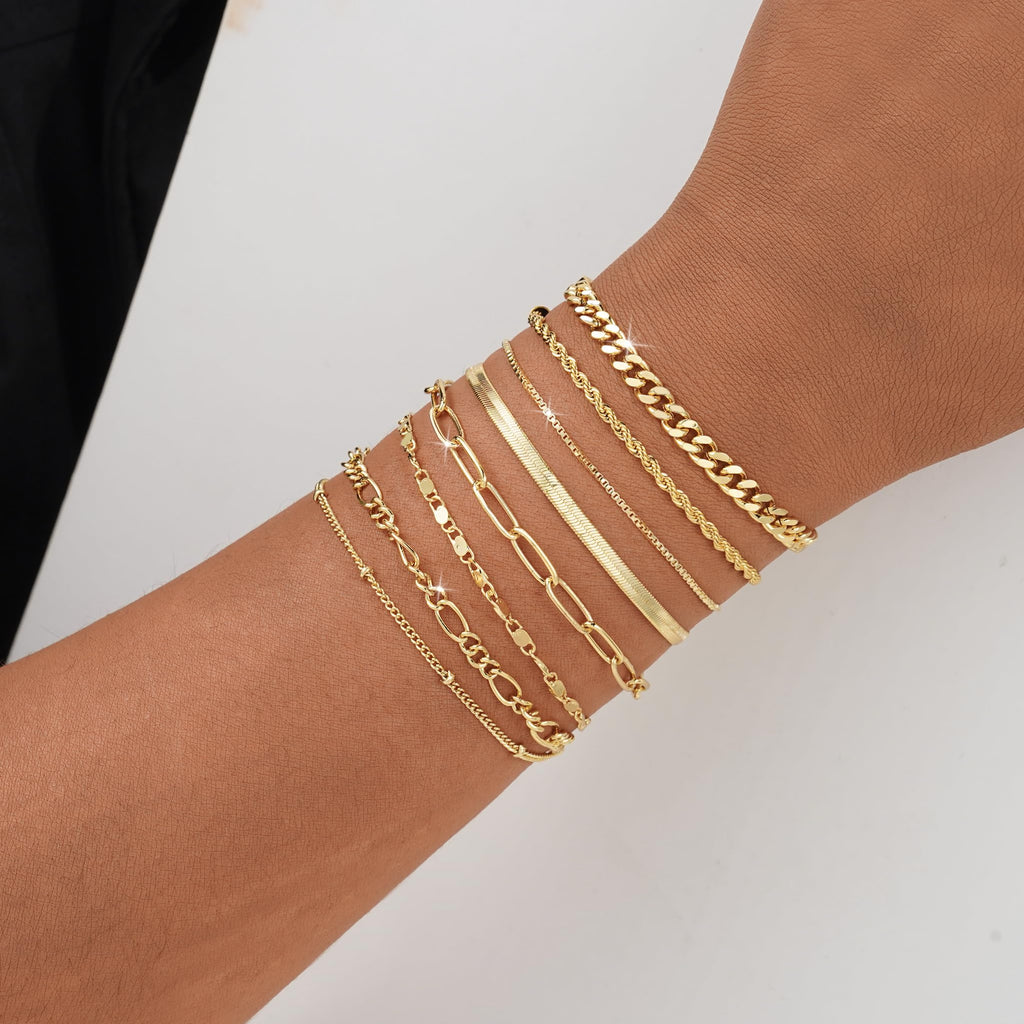 BERISO Gold Bracelets for Women, Elegant Adjustable 14K Gold Plated Bracelet for Women, Trendy Minimalist Dainty Gold Bracelet for Everyday Wear