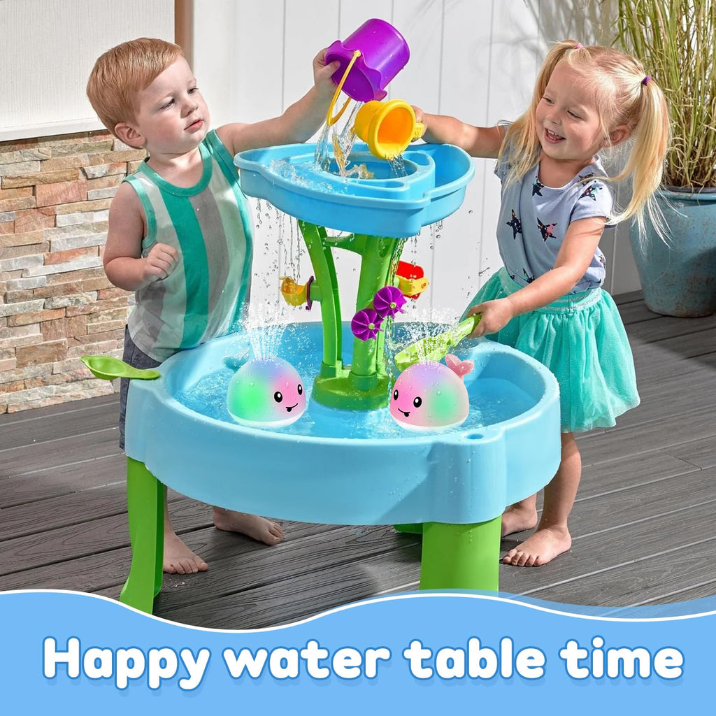 ANGGIKO Baby Boy Bath Toys, Toddler Bath Toys for Kids Ages 1-3, Light Up Whale Bath Toy Sprinkler, Pool Water Table Infant Baby Toys 6-12-18 Months, Bathtub Fountain Toy Boys 1st Birthday 1 2 3 Gifts