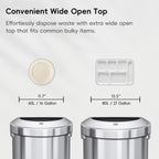 EKO Urban 16 Gallon Semi-Round Open Top Waste Bin, Stainless Steel Half Round Commercial Trash Can for Indoor and Outdoor, Extra Large Metal Garbage Bin for Home, Office, Restaurant, Restroom, 60L