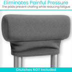 Vive Crutch Pads & Hand Grips - Padding for Walking Arm Crutches - Universal Underarm Padded Forearm Handle Pillow Covers for Hand Grips - Soft Foam Armpit Accessories for Adults, Kids (Gray)