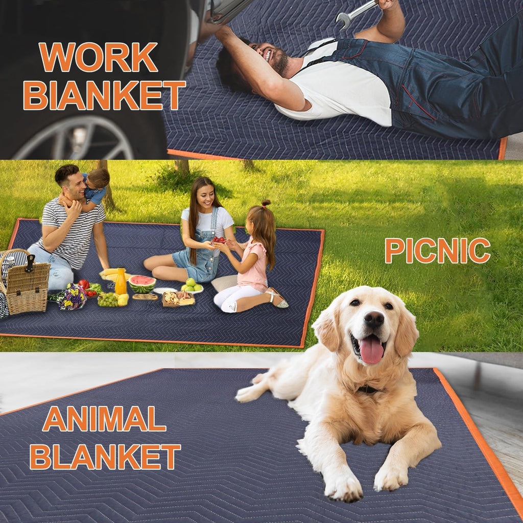 YMTLJHDSY 2 Pk Heavy-Duty Moving Blankets 72x80in with 1 Large Rubber Band