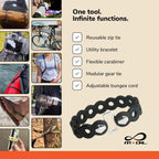 MODL Infinity Tool™ 2.0 Modular Straps (4-Pack) - Flexible Multi-Tool, Utility Bracelet, Gear Strap, Wearable Gadget for Outdoor Adventure, Survival, Camping, Travel, EDC (Black)