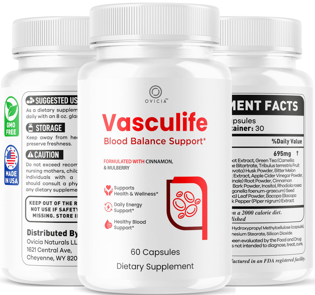 Vasculife Capsules - Official Vascu Life Support Pills Advanced Formula with All Natural Ingredients, Premium Maximum Strength for Wellness & Overall Health Support, 60 Capsules for 1 Month