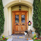 Shyyween Lady Porch Goose Outfit Leopard Print Bathrobe Goose Clothes with Curlers Coffee Cup for 23 Inch Cement/ Plastic Statue Outdoor Garden Yard Lawn Decoration