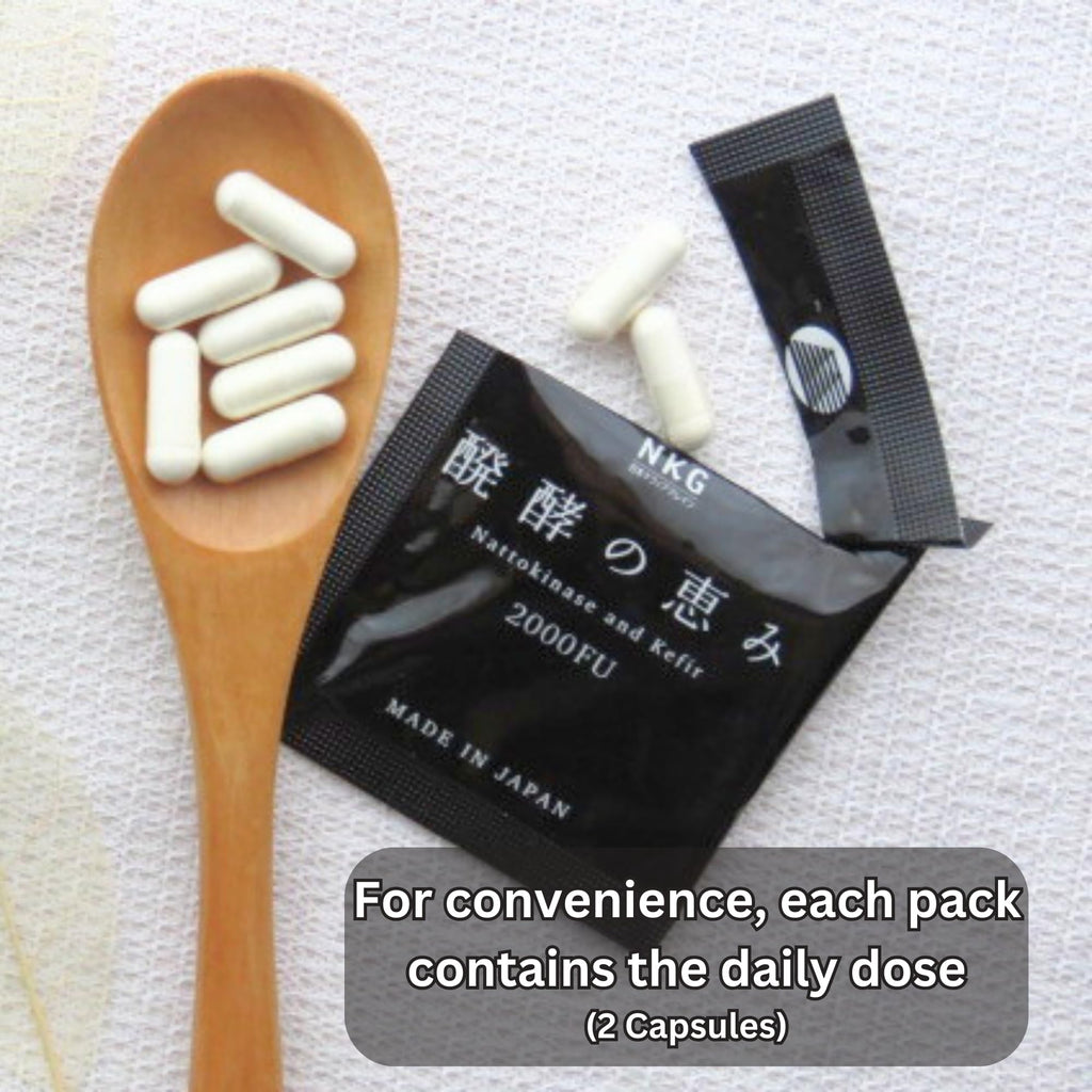 Nattokinase 2,000 FU and Kefir Supplement - Made in Japan - Patented Double Edged Support for Cardiovascular and Circulatory System (30 Capsules)