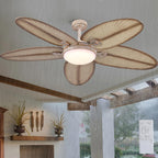 PHORUS 62" Large Waterproof Outdoor Palm Leaf Ceiling Fans with Lights and Remote,Wet Rated Tropical Ceiling Fans Light for Patios Porch Gazebo Pergola,6 Speeds Reversible