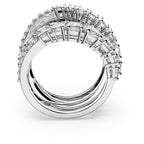 Swarovski Hyperbola Ring, Mixed Cuts, Clear, Rhodium Finished; Size: Us 7; Eu 55