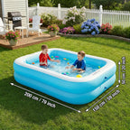 Sumbee Inflatable Pool for Kids and Adults, 79” x 59" x 20" Thickened Blow Up Swimming Family Pool for Toddlers Outdoor Patio Backyard Garden Deck Summer Party, Full Size Rectangular Blue