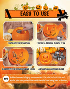 Fenvella Pumpkin Carving Kit Tools & Stencils Set Halloween Cookie Cutters