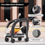 EchoSmile 4 Wheels Pet Stroller, Dog & Cat Stroller for All-Season, Lightweight Carrier with Storage Basket, Adjustable Handle, Removable Pad, Breathable Mesh, Up to 135 lbs, Black (Black)