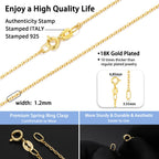 Jewlpire 18k Gold Plated Chain Necklace for Women, 1.2mm Cable Chains 18k Gold Plated Chain for Women Sturdy & Shiny Women's Chain Necklaces, 22 Inches