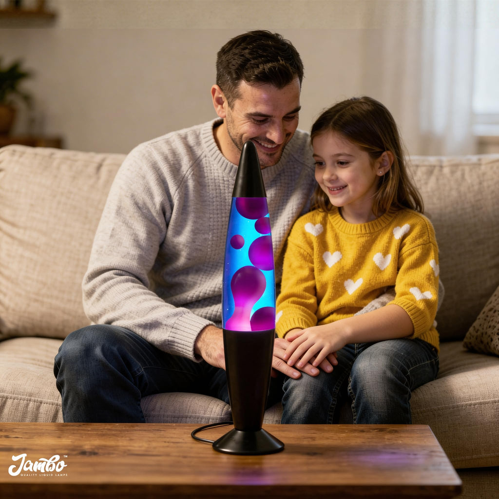 JAMBO 16" Beautiful Lamp- Blue with Purple Wax, Relaxing Liquid Lamp for Living Room Office Bedroom Adults Teens Kids, Magma Light, Night Light Nightlight, Home Decor