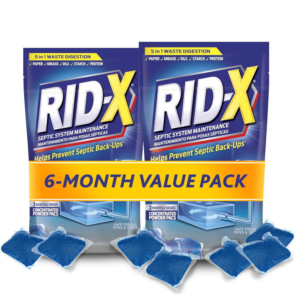 Rid-X Septic Tank Treatment Enzymes,3 Month Supply Septi-Pacs,3.2oz,(Pack of 2)