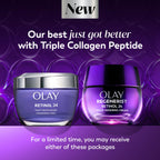 Olay Retinol Night Cream for Women, Anti-Aging Face Moisturizer, Fragrance-Free, Non Greasy - Anti-Wrinkle, Smooth Fine Lines, Hydrating Skin Care - Triple Collagen Cream, Peptide, Niacinamide, 1.7oz