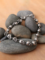 HAQUIL Gothic Skull Beaded Link Bracelet for Men, Skull Jewelry Gift