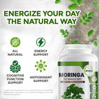 GreeNatr Pure Moringa Oleifera Leaf Extract Veggie Capsules 1000 mg. Natural Herbal Supplement. Energy, Mood, Memory and Focus Support. Premium Green Superfood (3 Bottles)