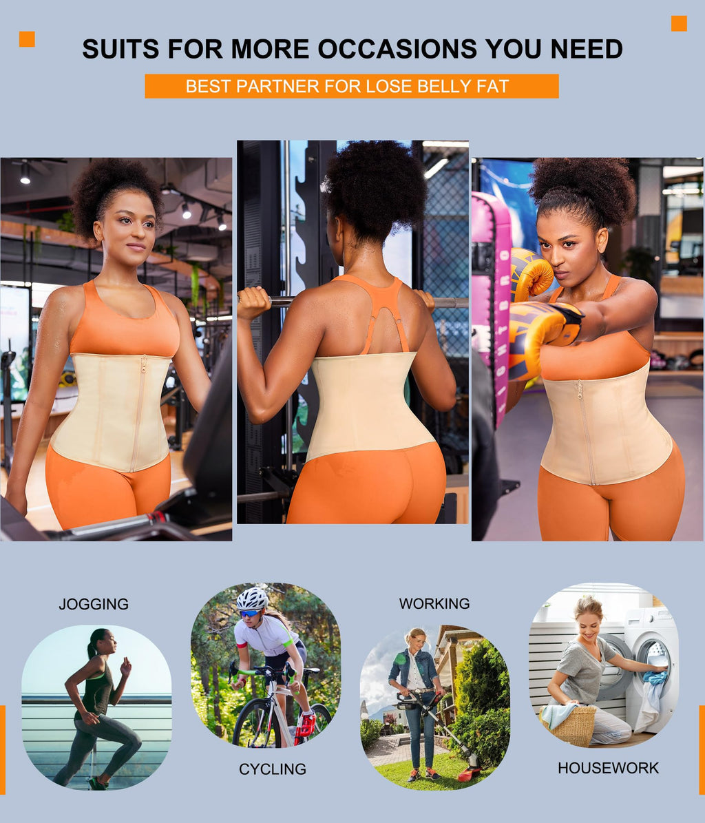 TrainingGirl Waist Trainer for Women Lower Belly Waist Trimmer Corset Tummy Wrap Workout Sweat Belt Band Sports Sauna Suit
