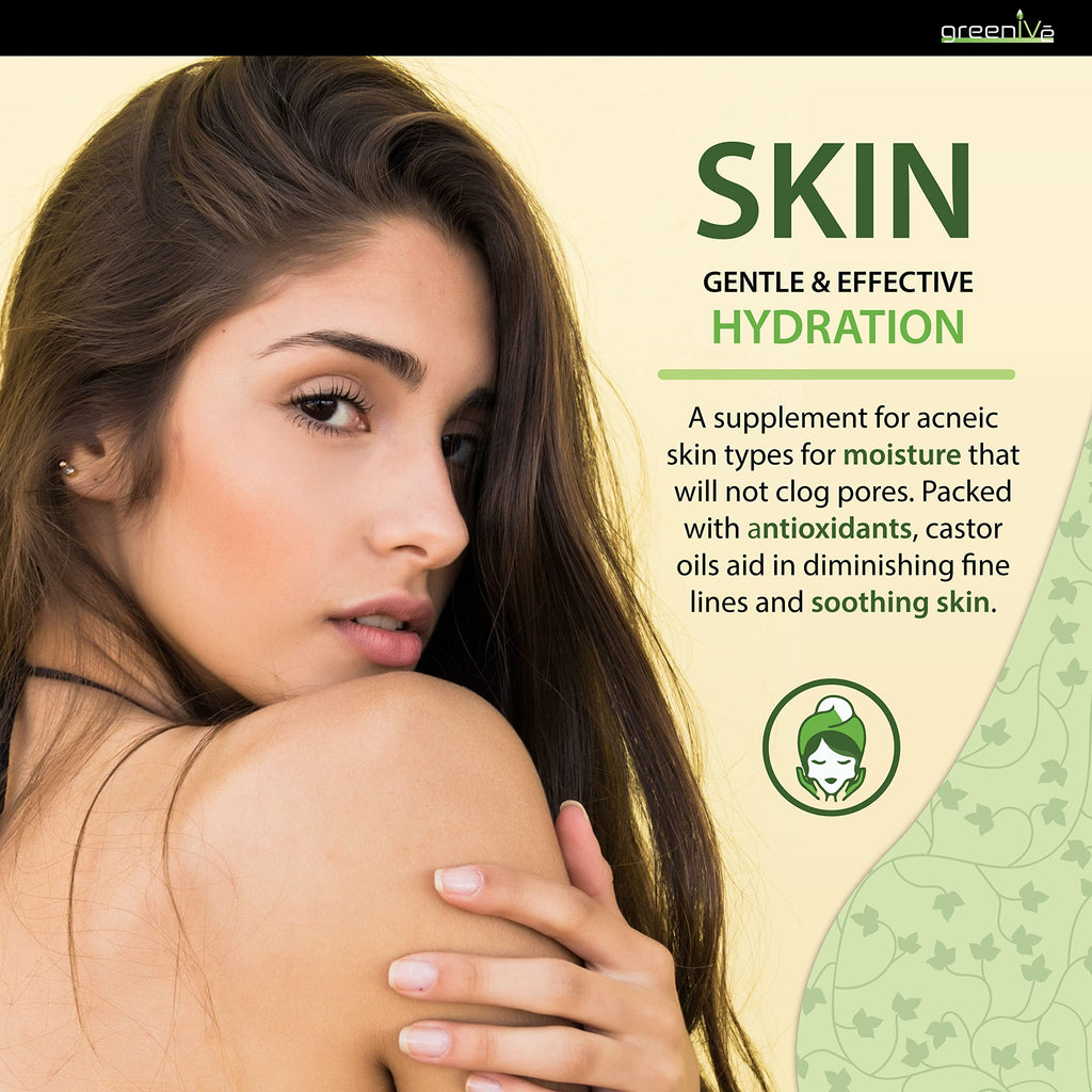 GreenIVe 100% Pure Castor Oil – Cold-Pressed, Hexane-Free – Hair, Eyebrows, Eyelashes, Skin Moisturizer, Castor Pack Wrap Oil GLASS Bottle (8 Fl Oz)