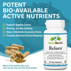 NutriWorth Relora - Stress & Weight Management Supplement. 300MG Vegetable Capsules - 60 Servings per Bottle.