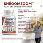 Clean Nutraceuticals Lions Mane 20in1 Mushroom Supplement with Turkey Tail Reishi Cordyceps Chaga Maitake Meshima Poria Cocos Shiitake Oyster Porcini Enoki - 1 Pack